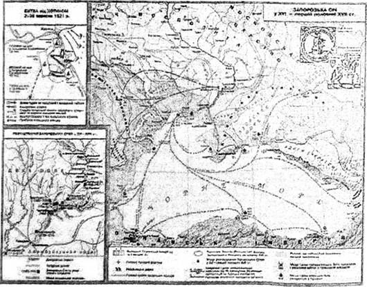карта морських і сухопутних походів запорозьких козаків