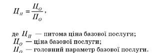 питома ціна базової послуги визначається за наступною формулою: